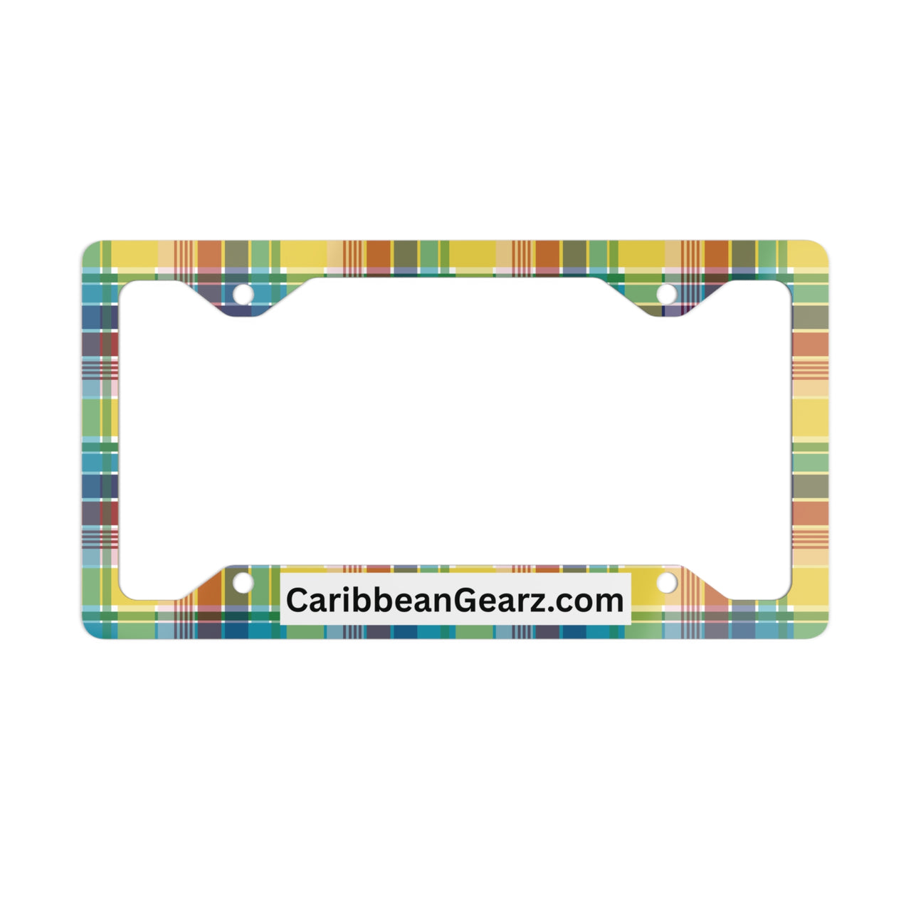 Virgin Islands Madras Customizable Metal License Plate Frame - Stylish Plaid Design