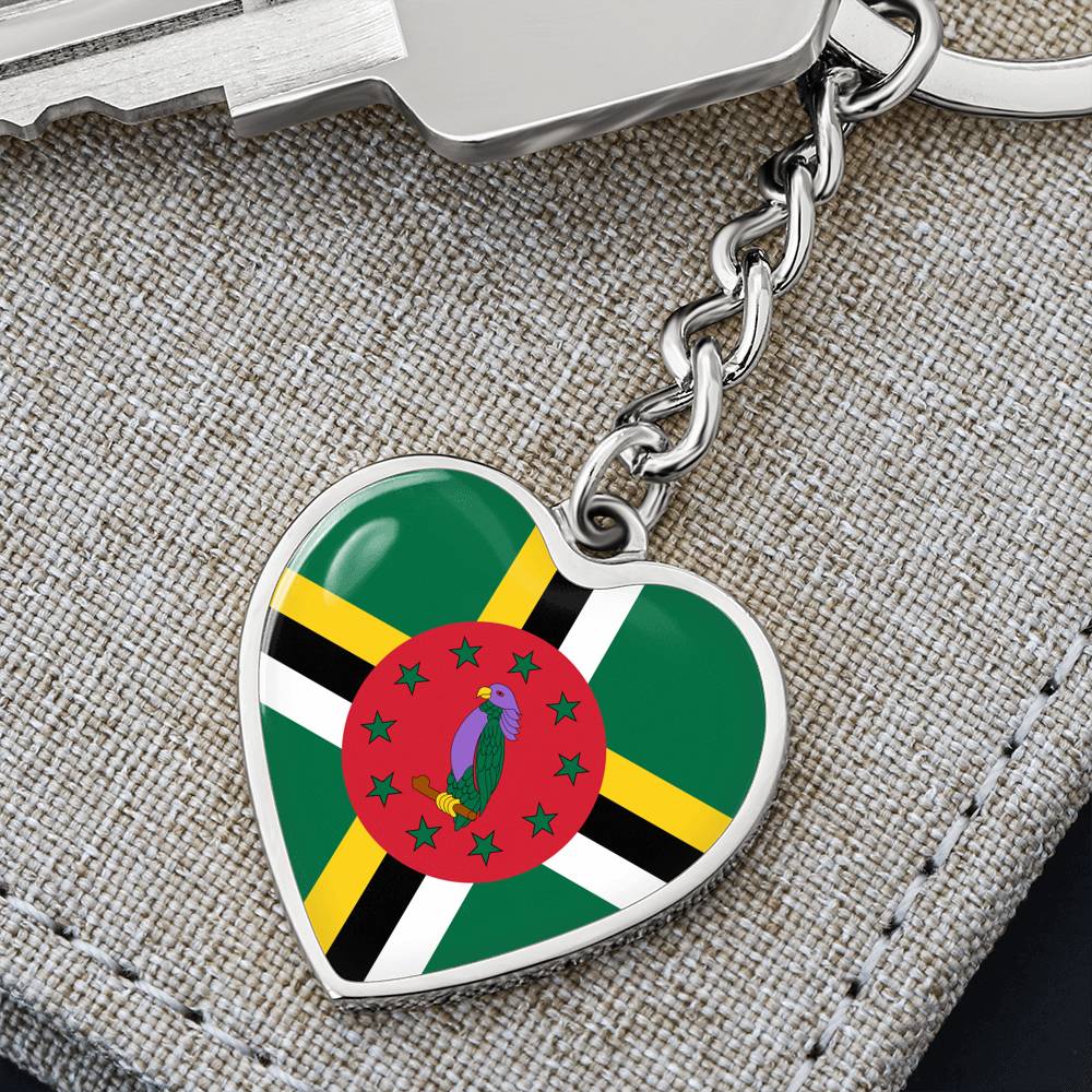 Dominica Flag Heart Keychain