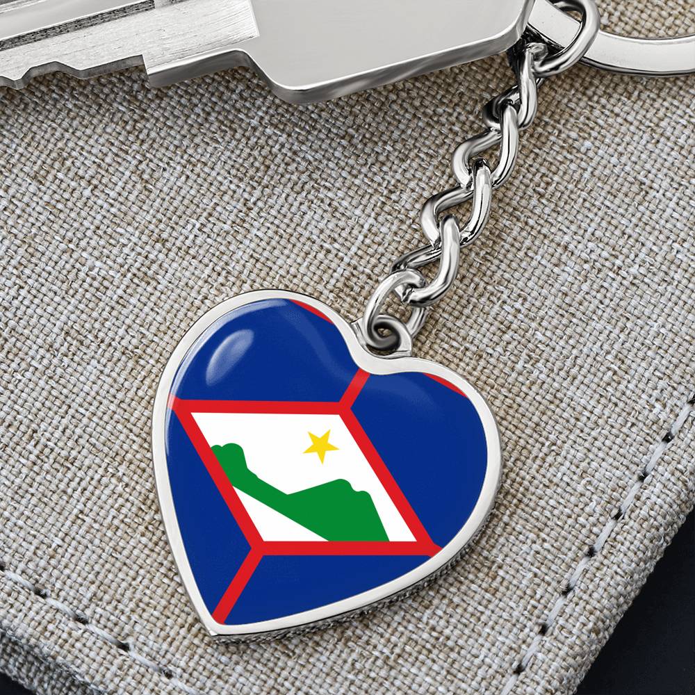 Sint Eustatious Flag Heart Keychain