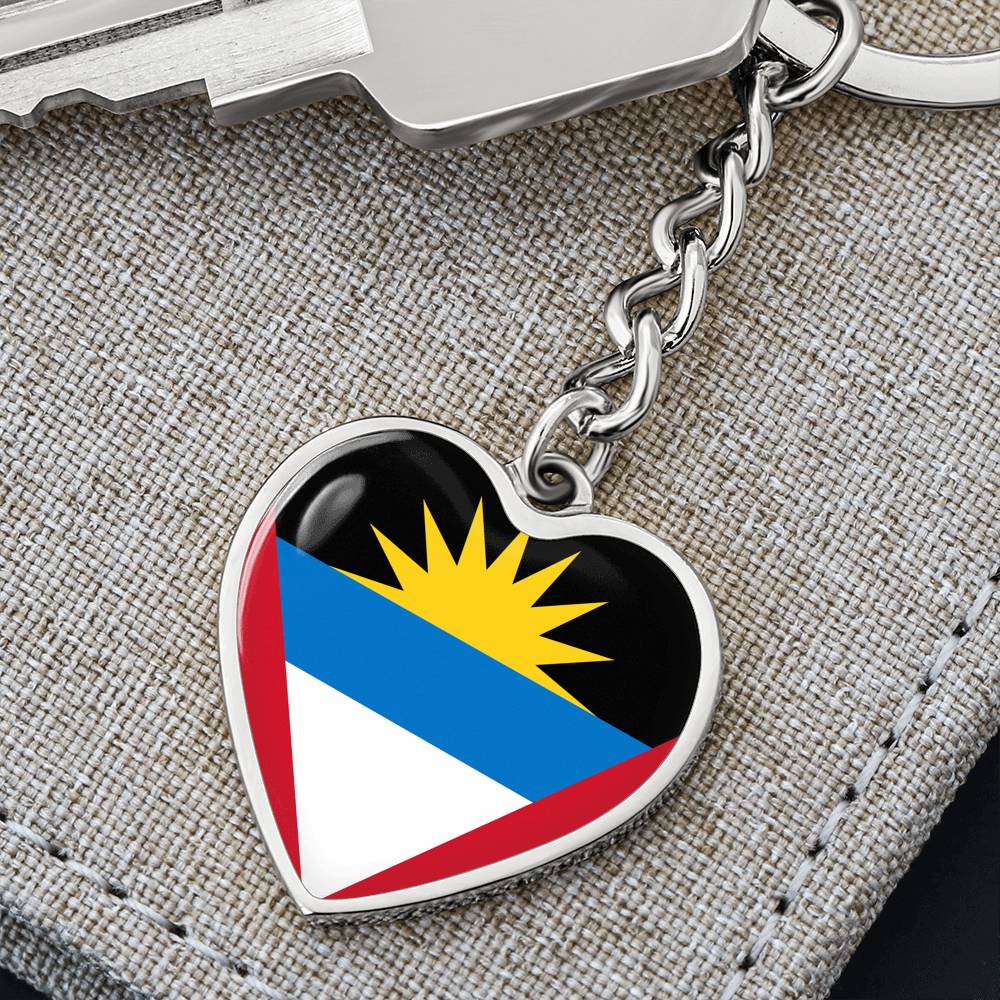 Antigua & Barbuda Flag Heart Keychain