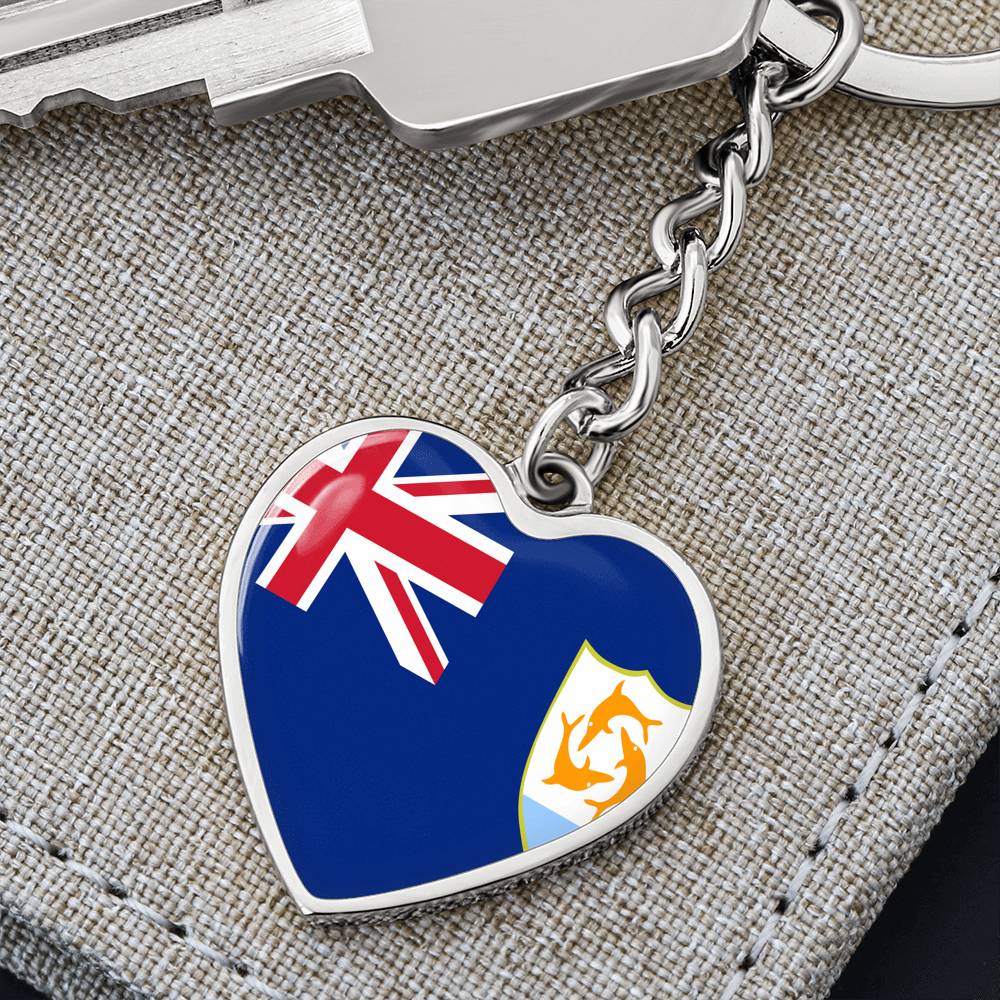 Anguilla Flag Heart Keychain
