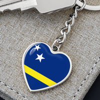 Thumbnail for Curacao Flag Heart Keychain