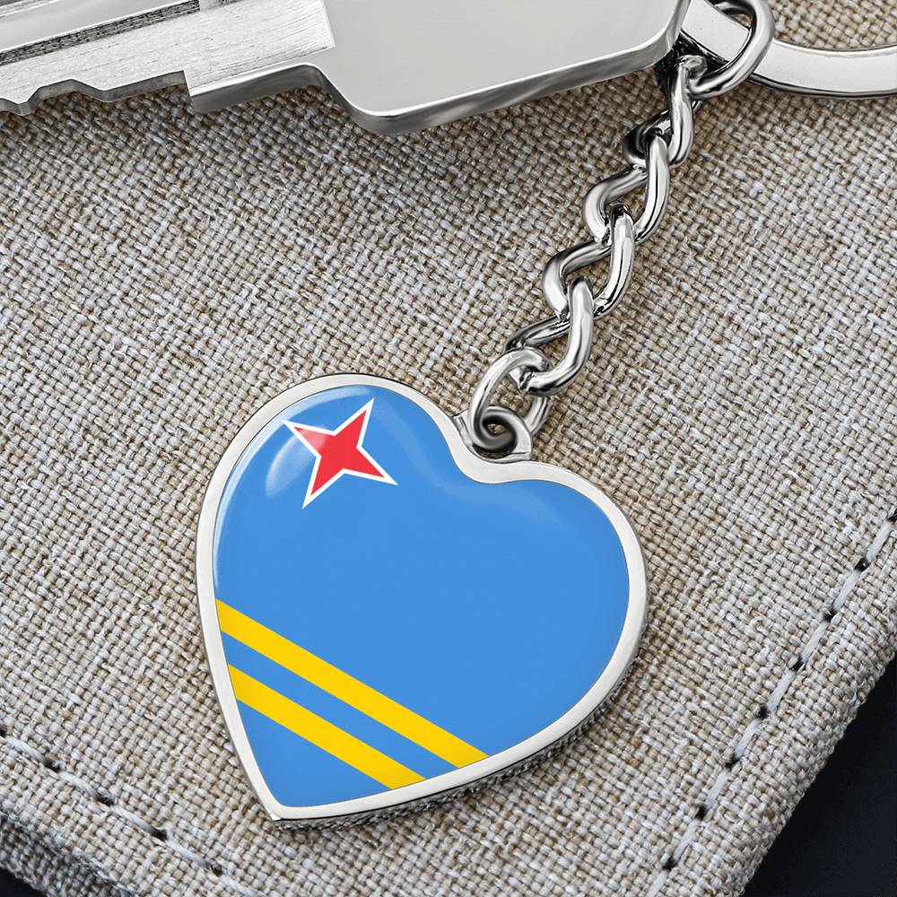 Aruba Flag Heart Keychain
