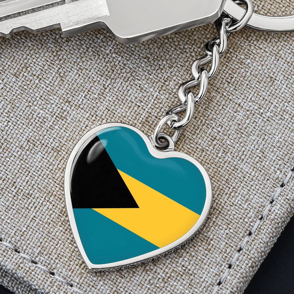 Bahamas Flag Heart Keychain