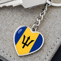 Thumbnail for Barbados Flag Heart Keychain