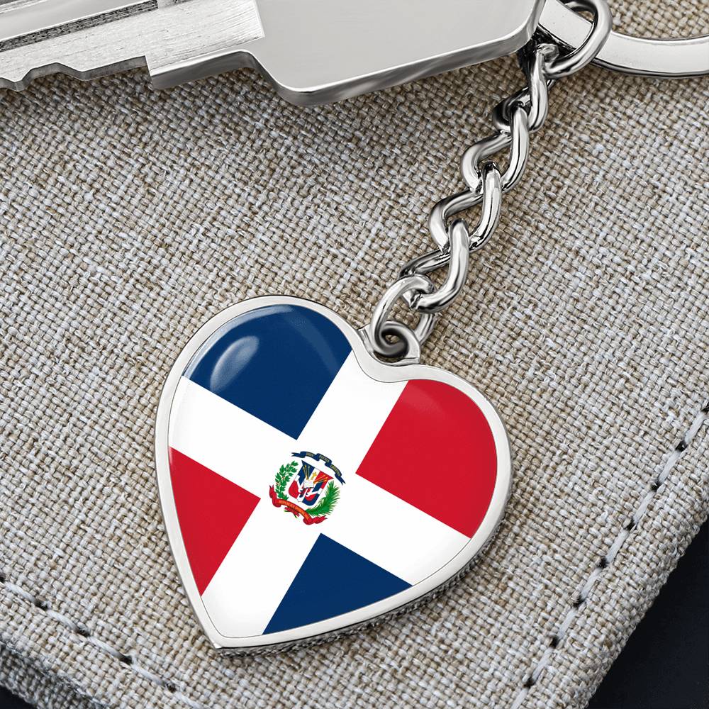 Dominican Republic Flag Heart Keychain