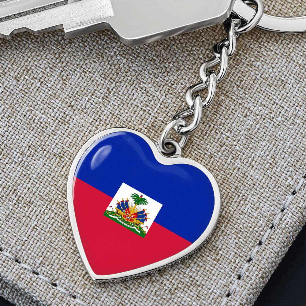 Haiti Flag Heart Keychain