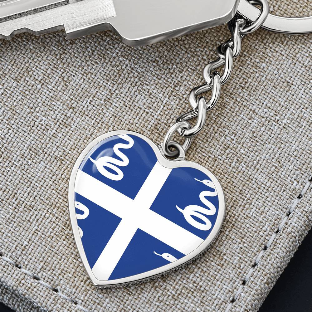 Martinique Flag Heart Keychain
