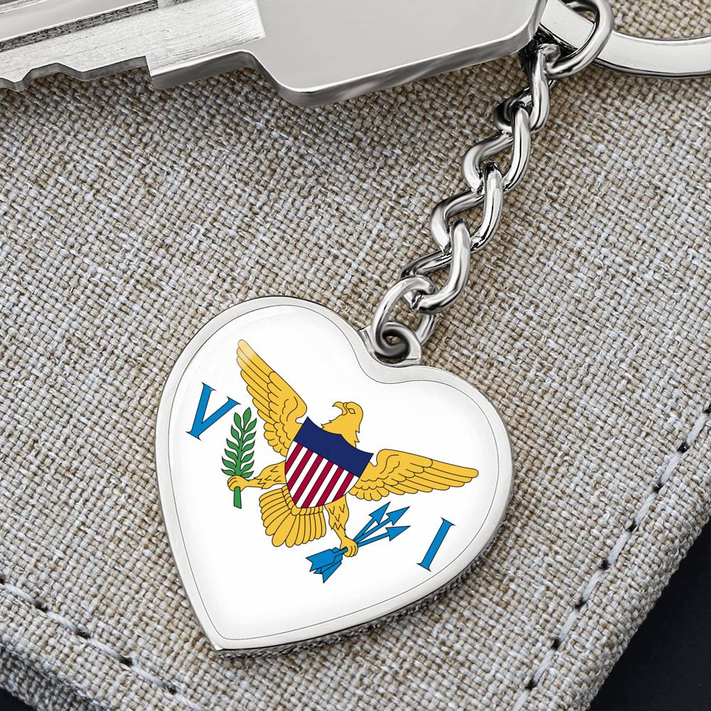 United States Virgin Islands Flag Heart Keychain