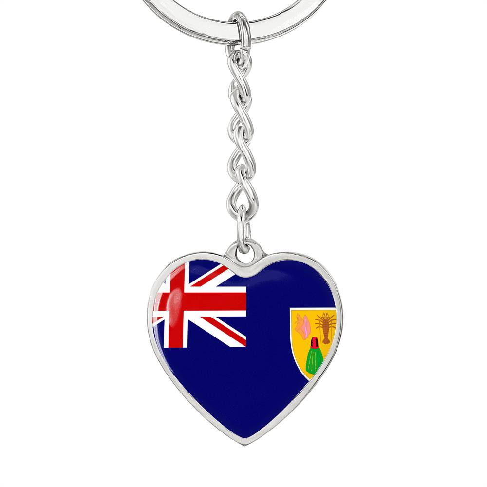 Turks and Caicos Flag Heart Keychain
