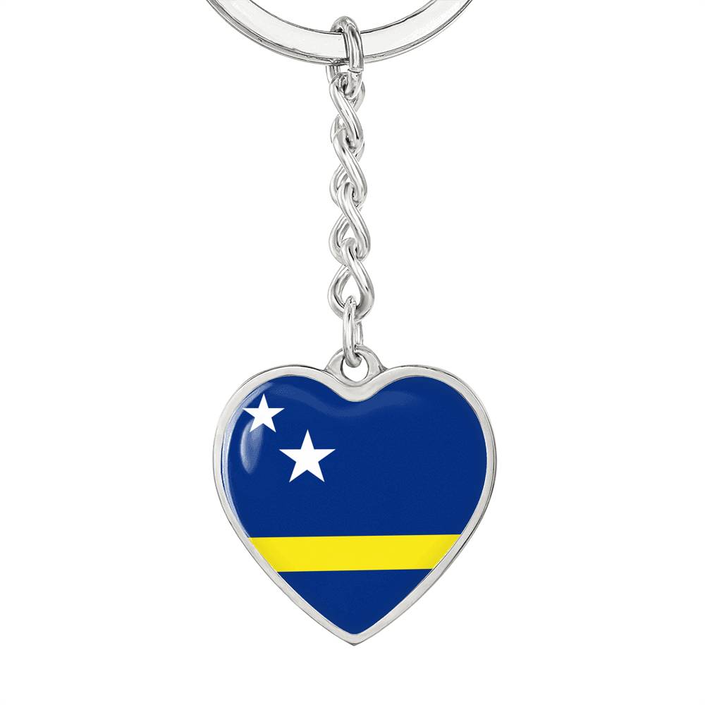 Curacao Flag Heart Keychain