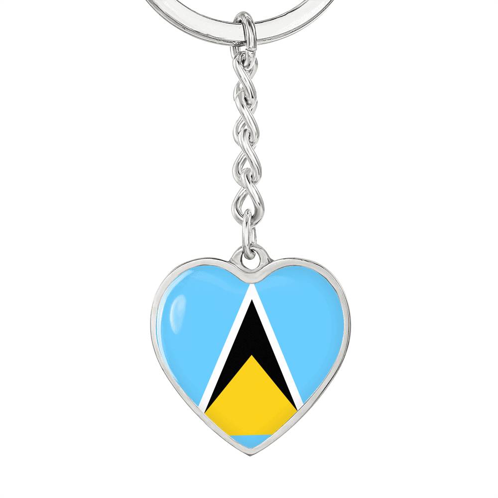 St. Lucia Flag Heart Keychain