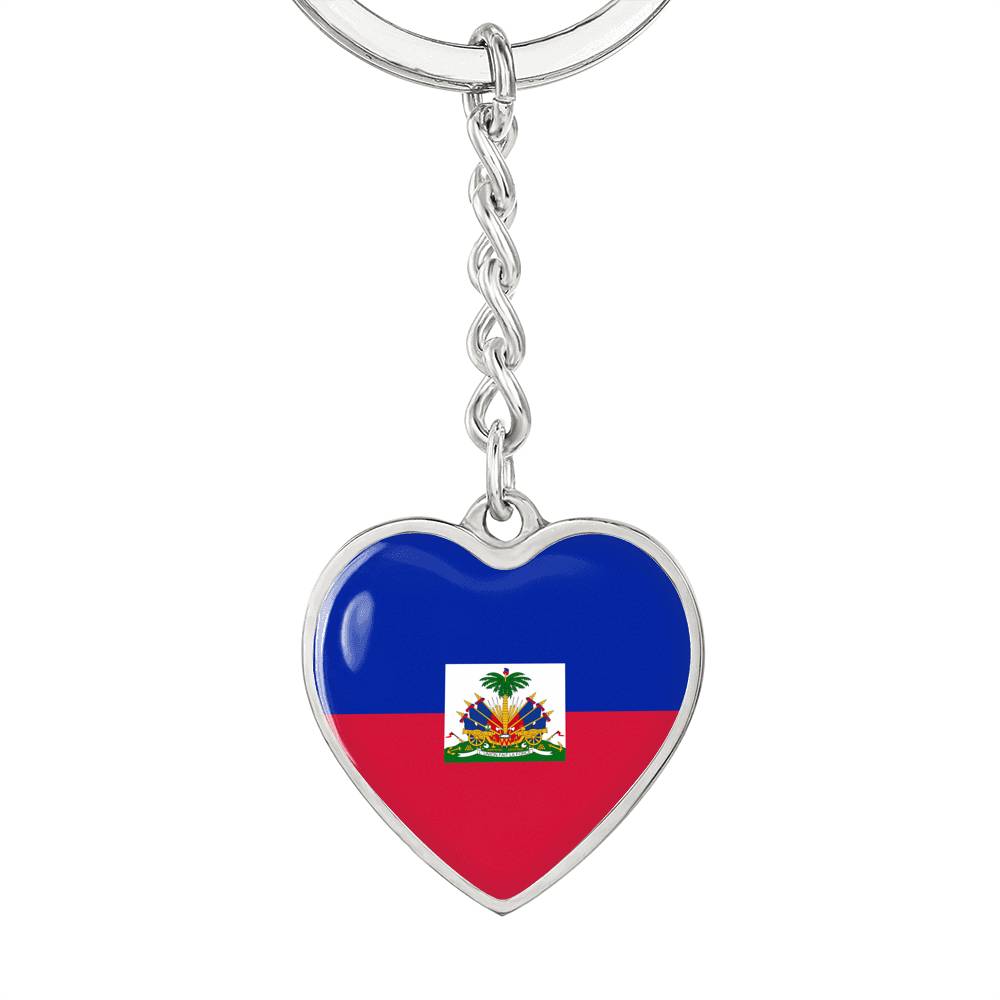 Haiti Flag Heart Keychain