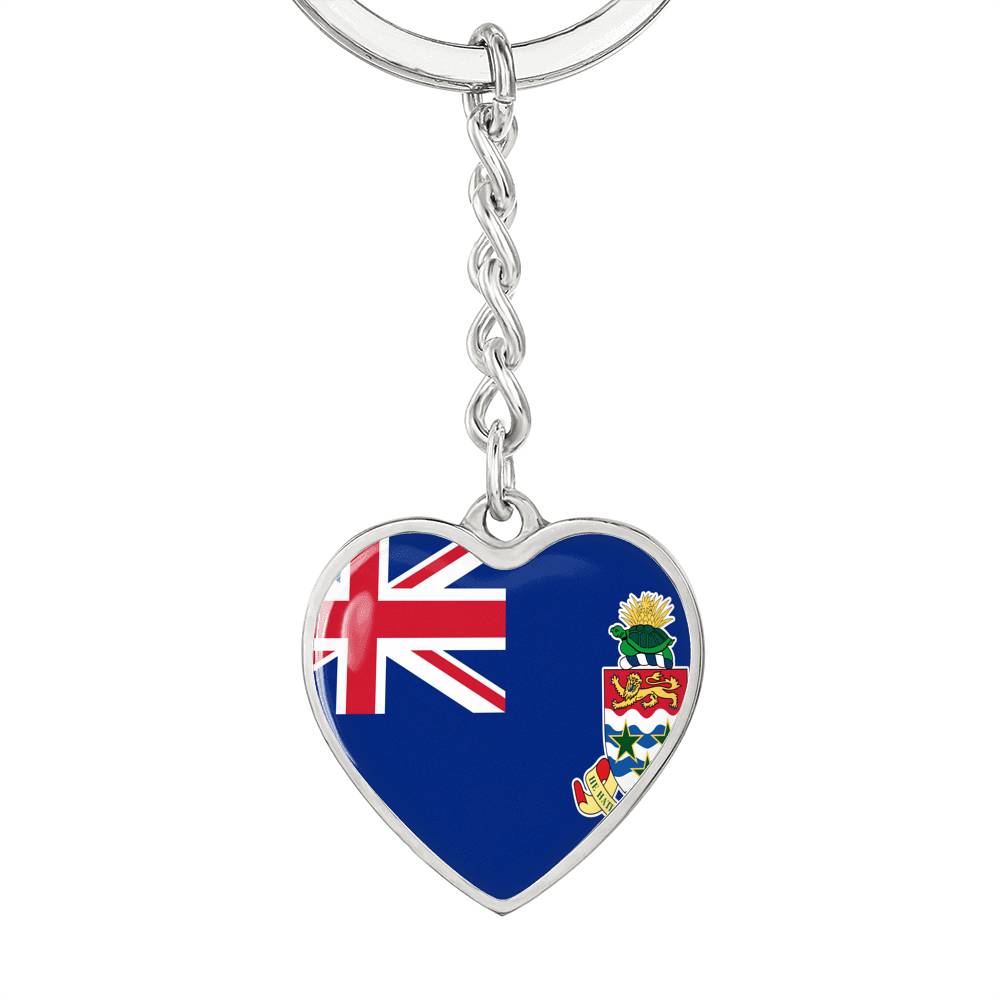 Cayman Islands Flag Heart Keychain