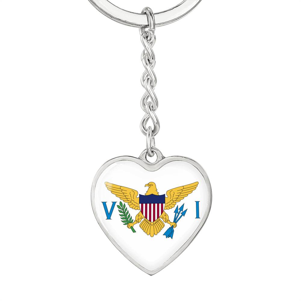 United States Virgin Islands Flag Heart Keychain