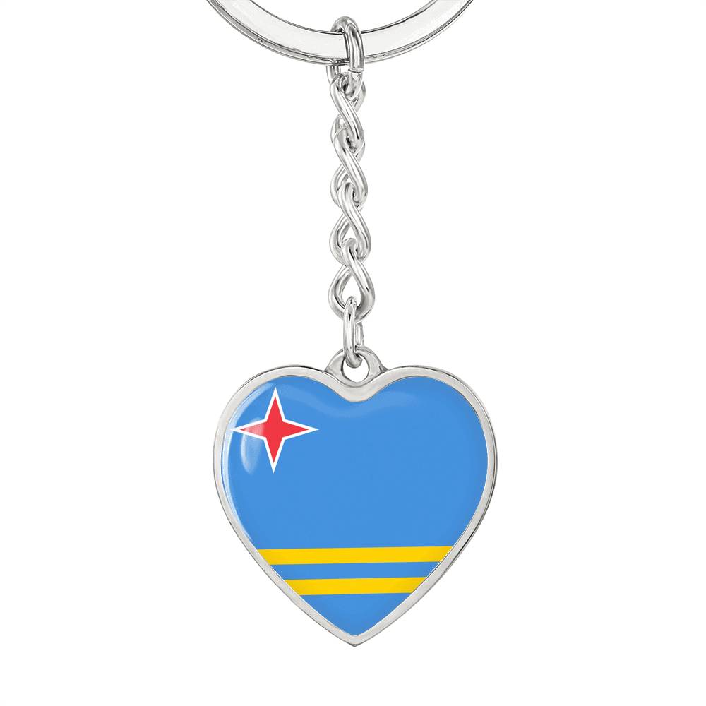 Aruba Flag Heart Keychain
