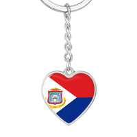 Thumbnail for St. Eustatious Flag Heart Keychain