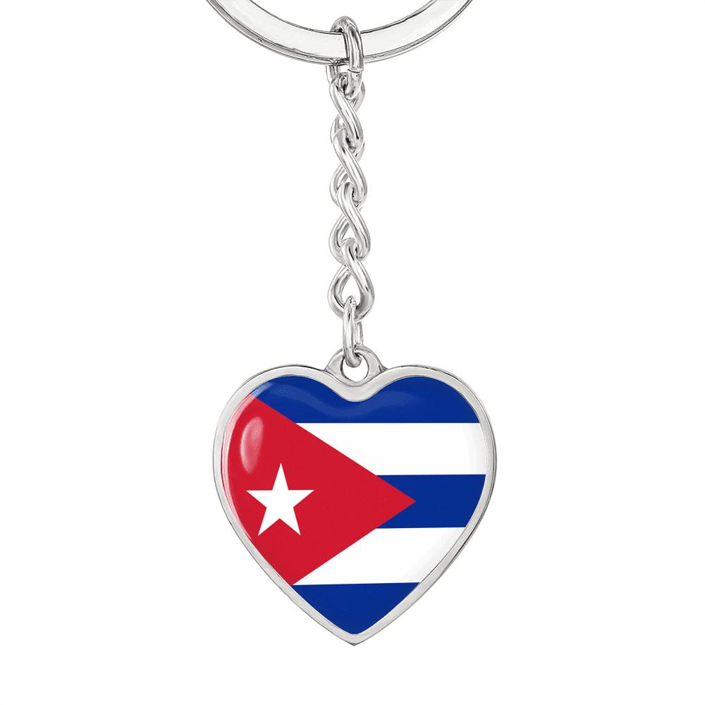 Cuba Flag Heart Keychain