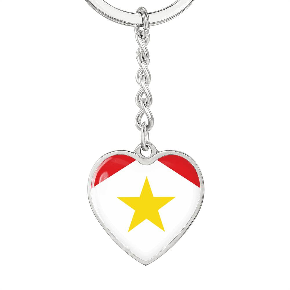 Saba Flag Heart Keychain
