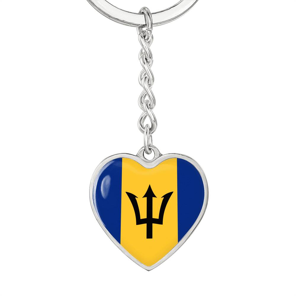 Barbados Flag Heart Keychain