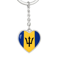 Thumbnail for Barbados Flag Heart Keychain