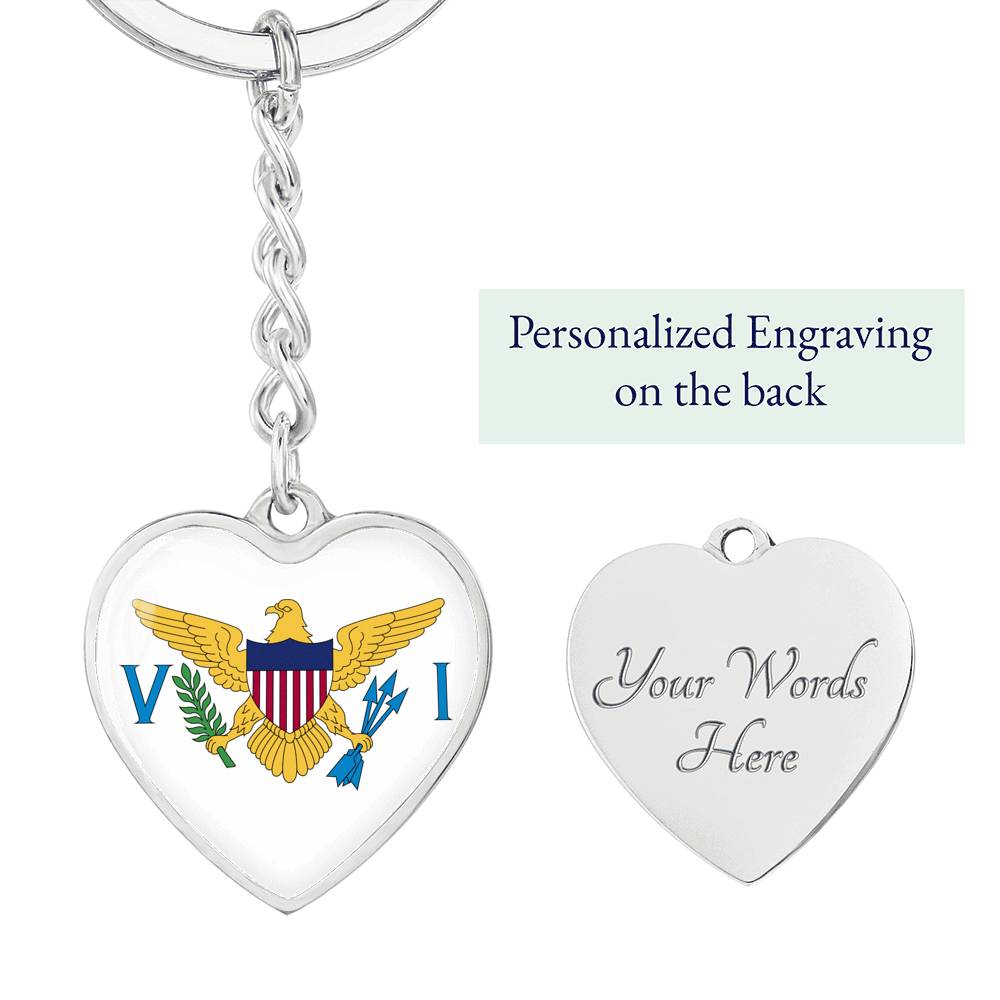 United States Virgin Islands Flag Heart Keychain