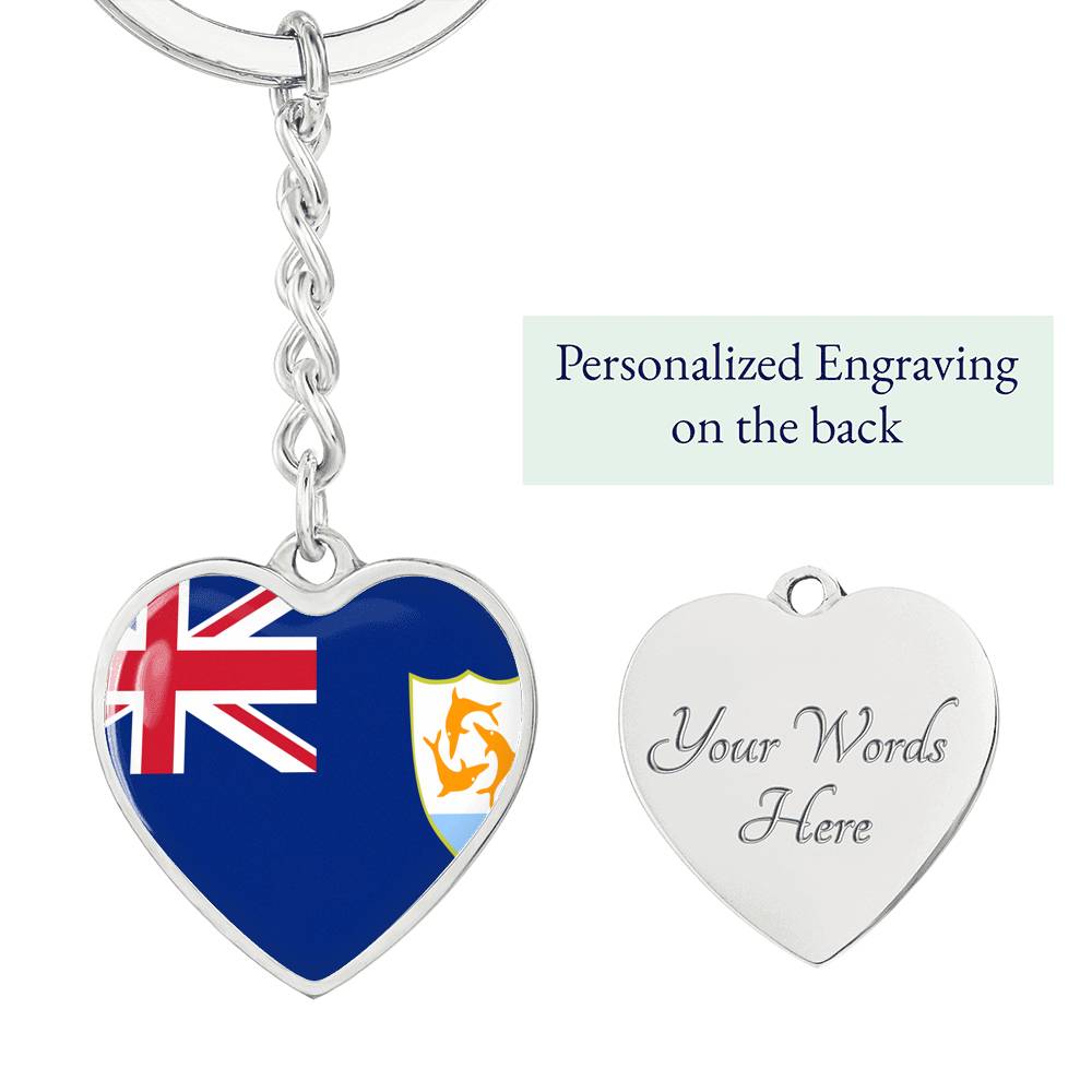 Anguilla Flag Heart Keychain