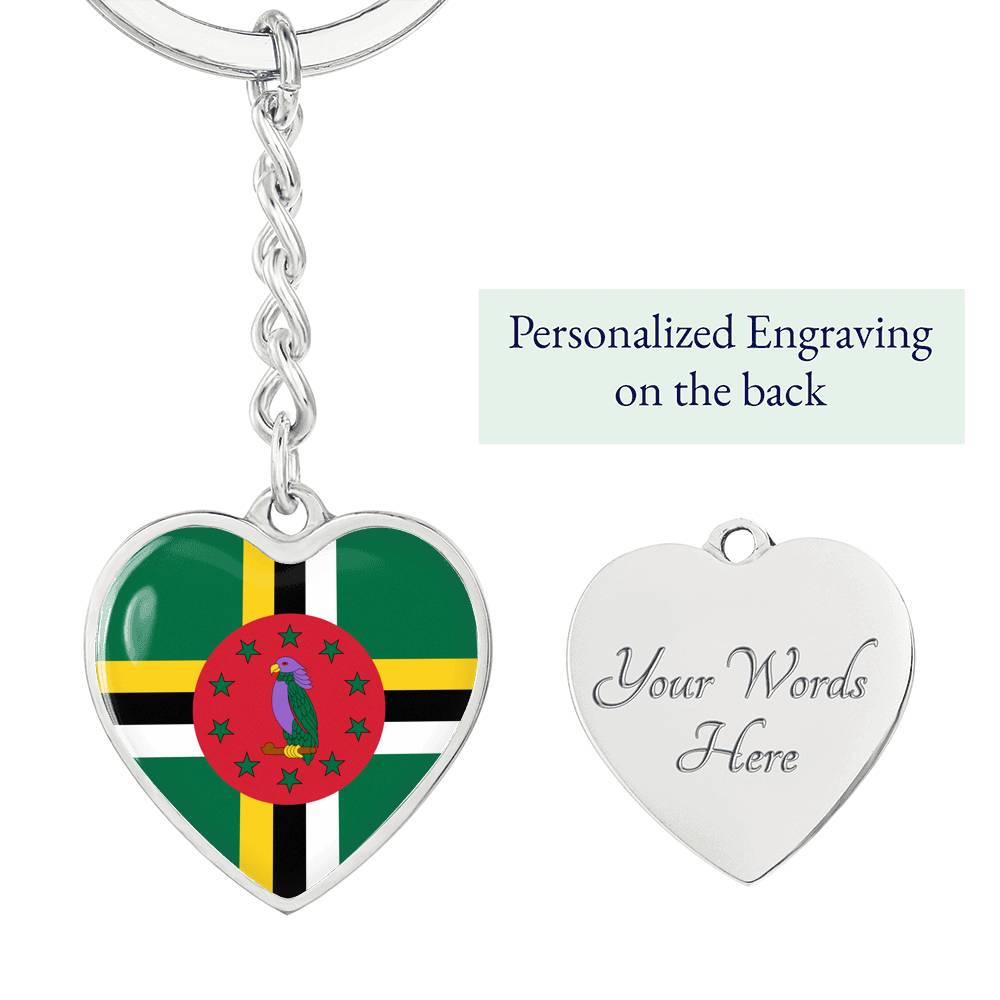 Dominica Flag Heart Keychain