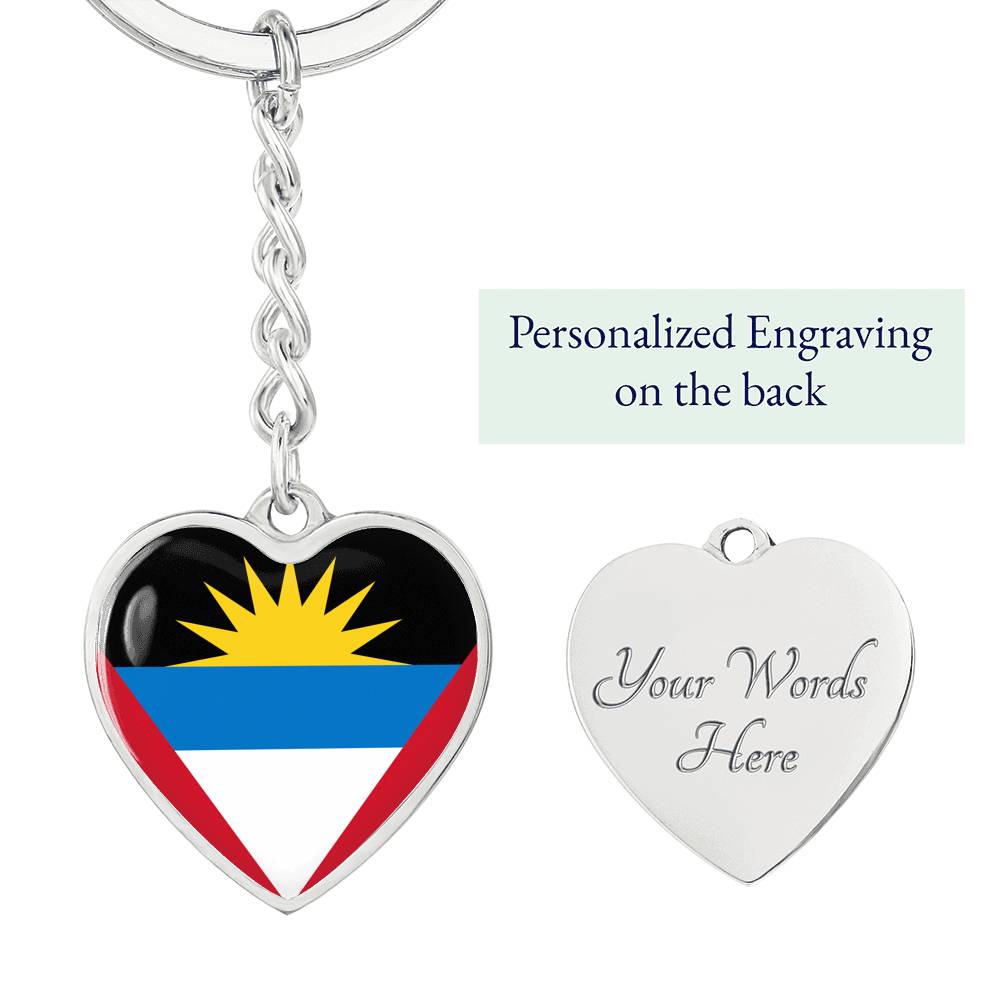 Antigua & Barbuda Flag Heart Keychain