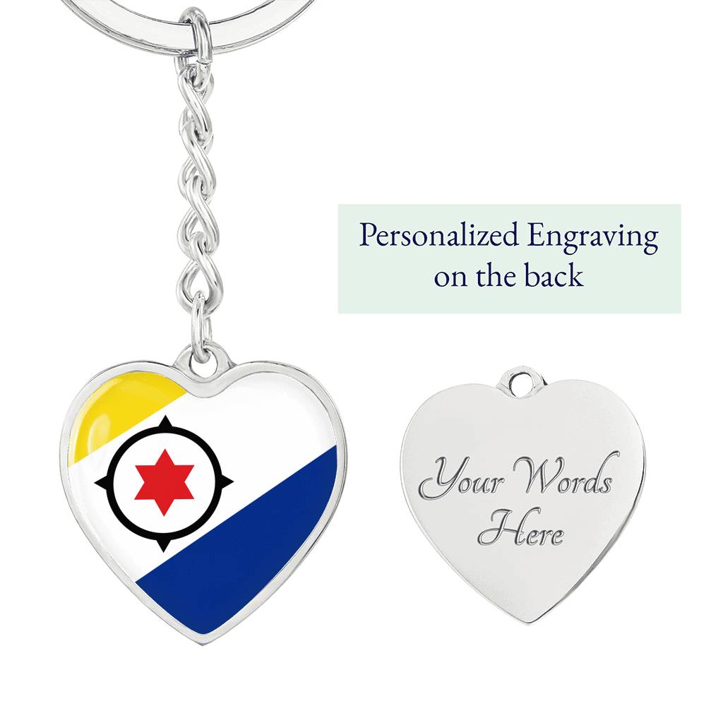 Bonaire Flag Heart Keychain