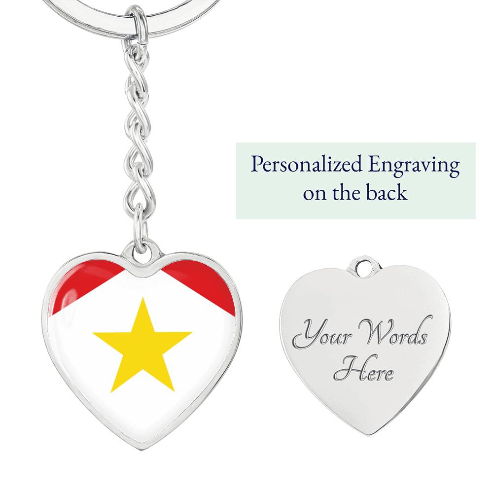 Saba Flag Heart Keychain
