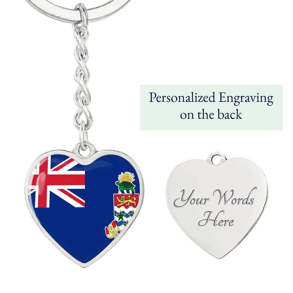 Cayman Islands Flag Heart Keychain