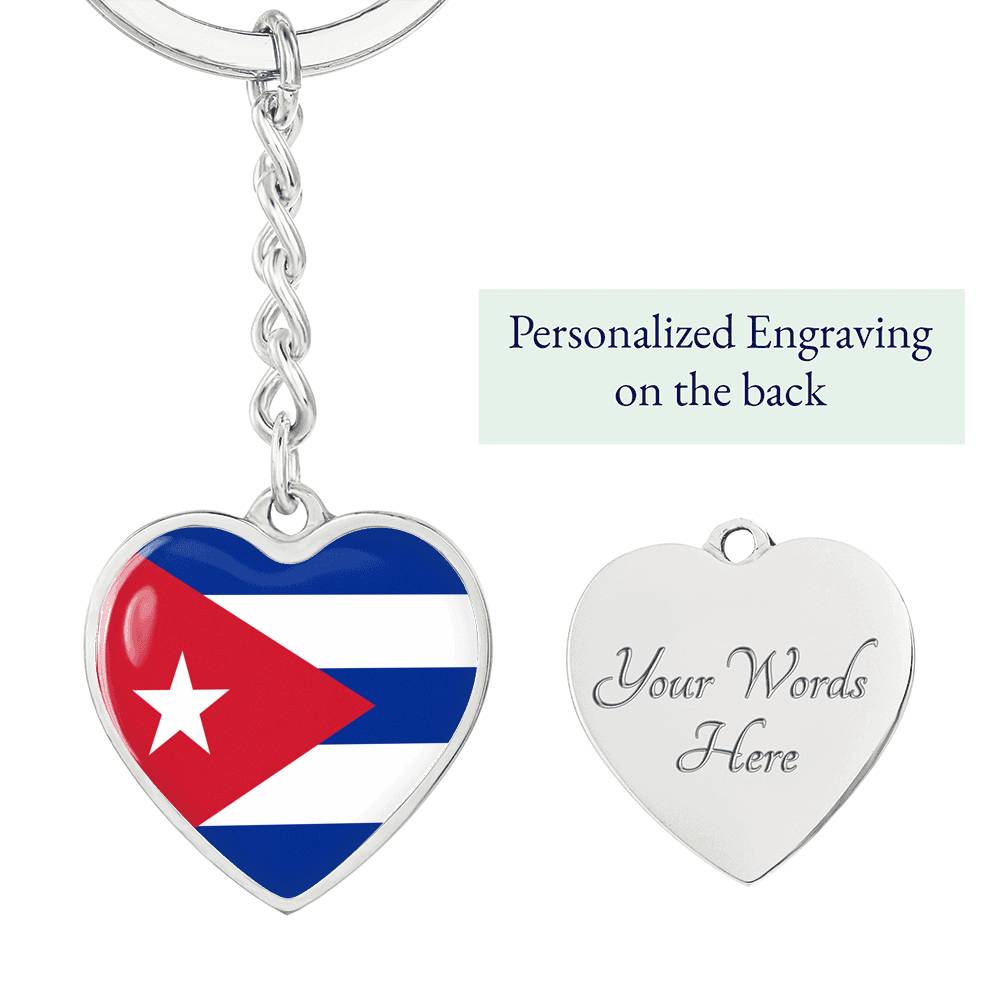 Cuba Flag Heart Keychain