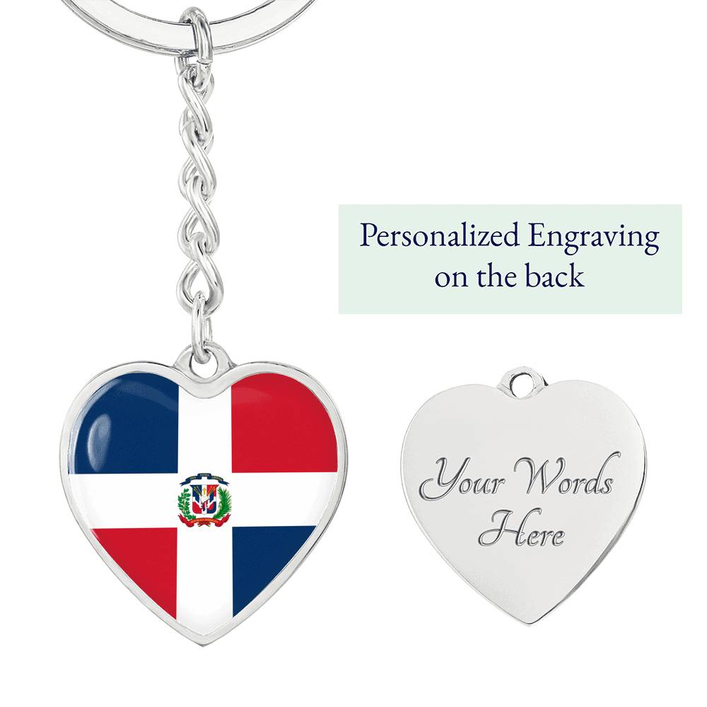 Dominican Republic Flag Heart Keychain