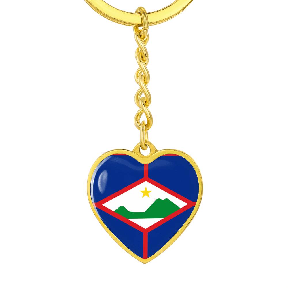 Sint Eustatious Flag Heart Keychain