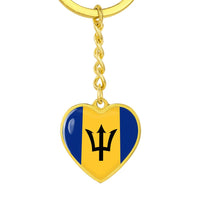 Thumbnail for Barbados Flag Heart Keychain