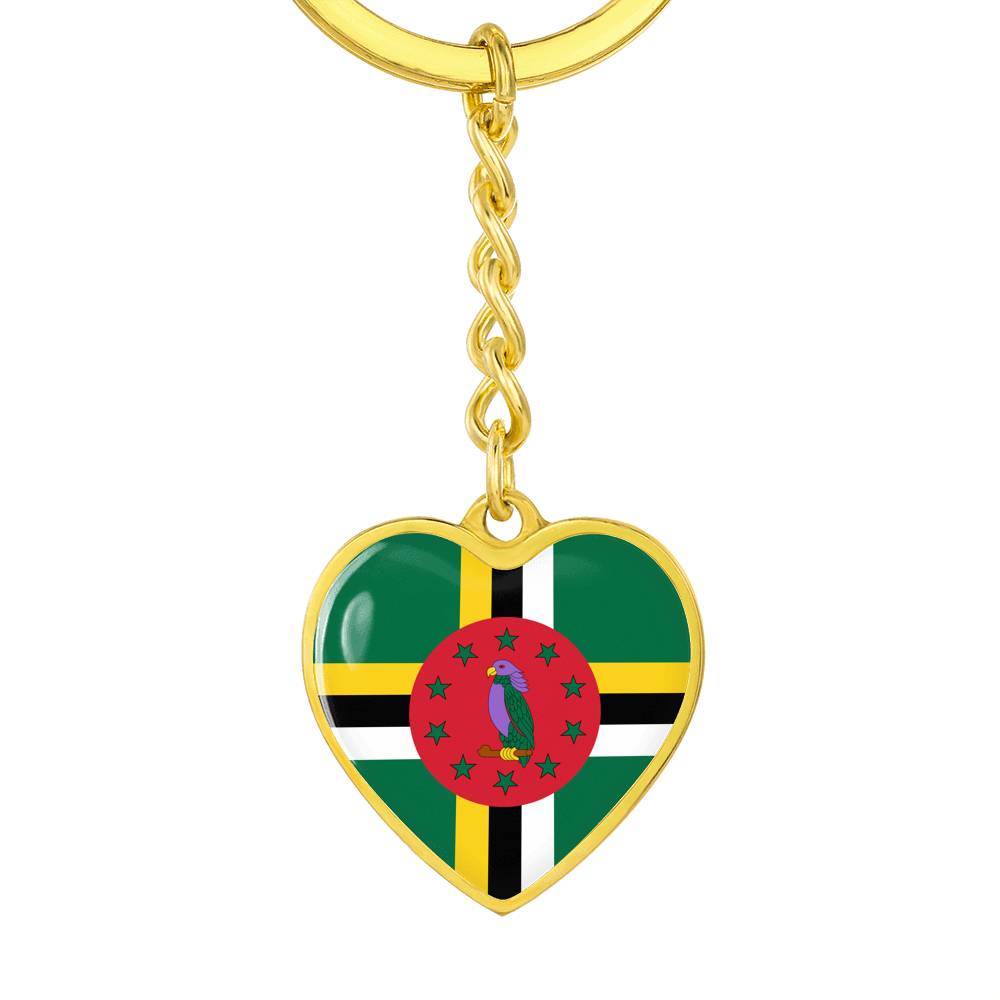 Dominica Flag Heart Keychain