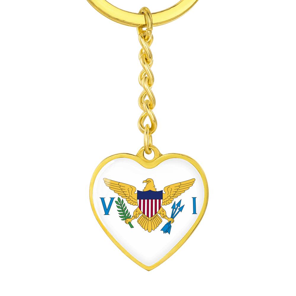 United States Virgin Islands Flag Heart Keychain
