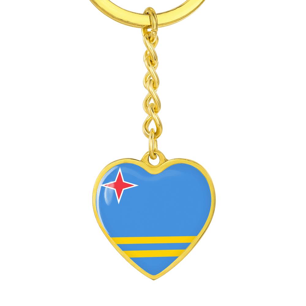 Aruba Flag Heart Keychain