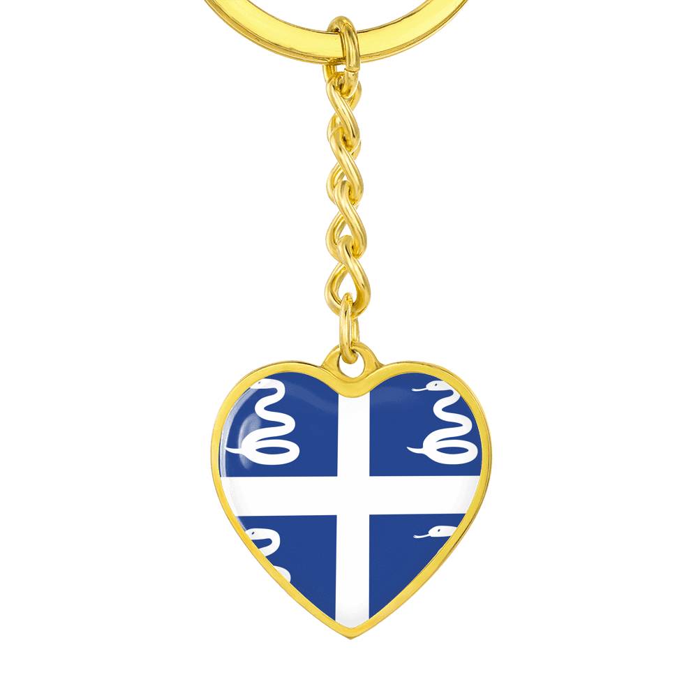 Martinique Flag Heart Keychain