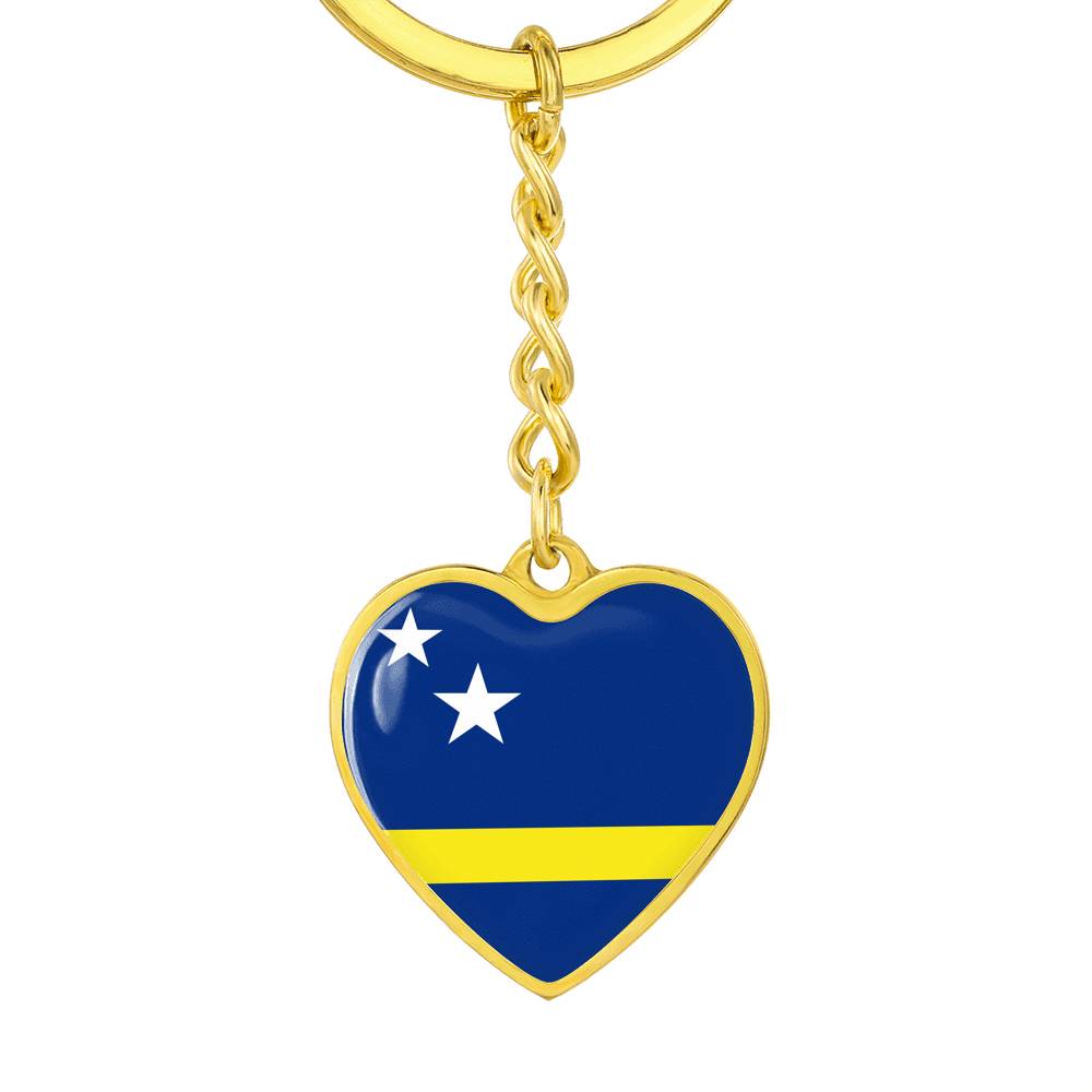 Curacao Flag Heart Keychain