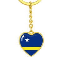 Thumbnail for Curacao Flag Heart Keychain