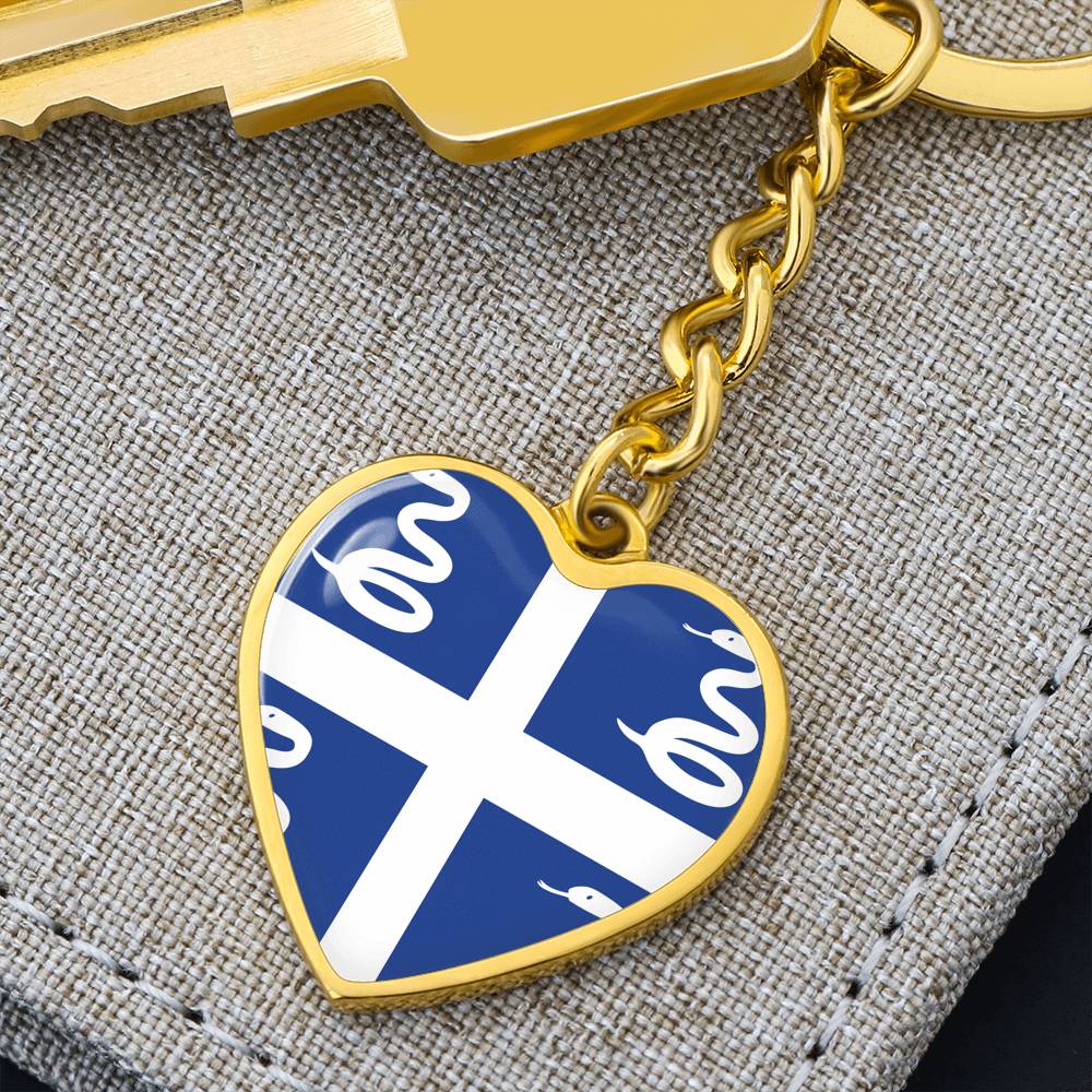 Martinique Flag Heart Keychain