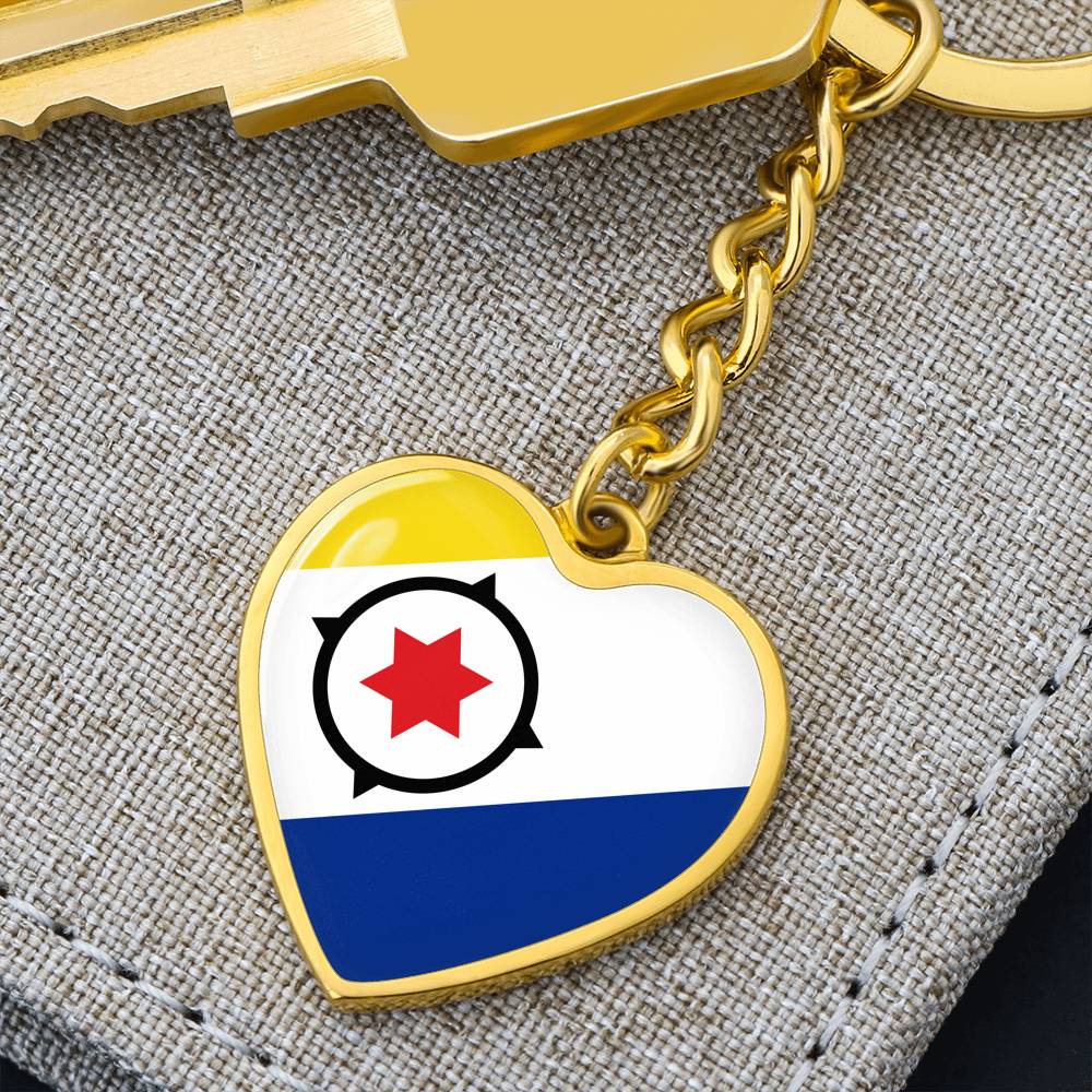Bonaire Flag Heart Keychain