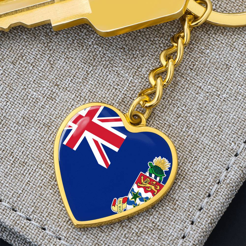 Cayman Islands Flag Heart Keychain