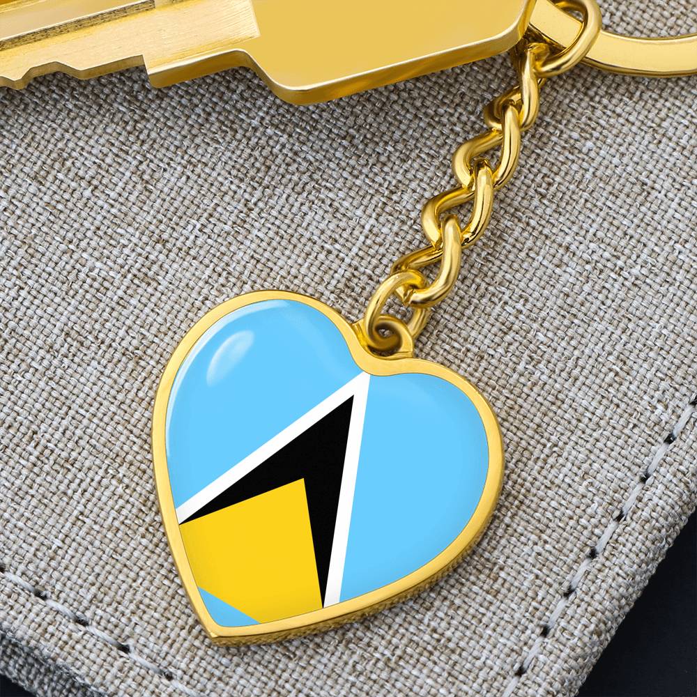 St. Lucia Flag Heart Keychain