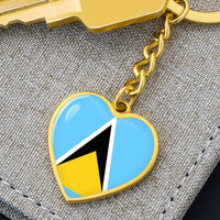 Thumbnail for St. Lucia Flag Heart Keychain