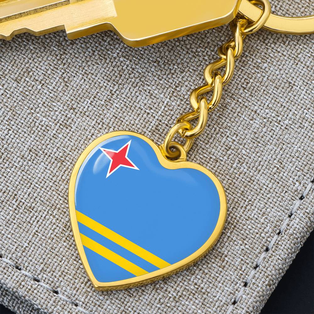 Aruba Flag Heart Keychain