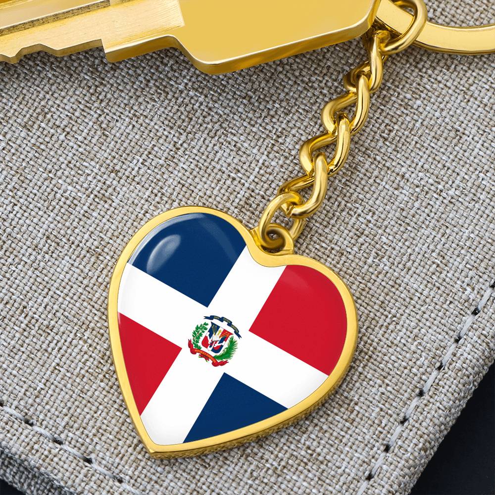 Dominican Republic Flag Heart Keychain