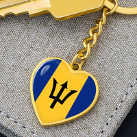 Thumbnail for Barbados Flag Heart Keychain